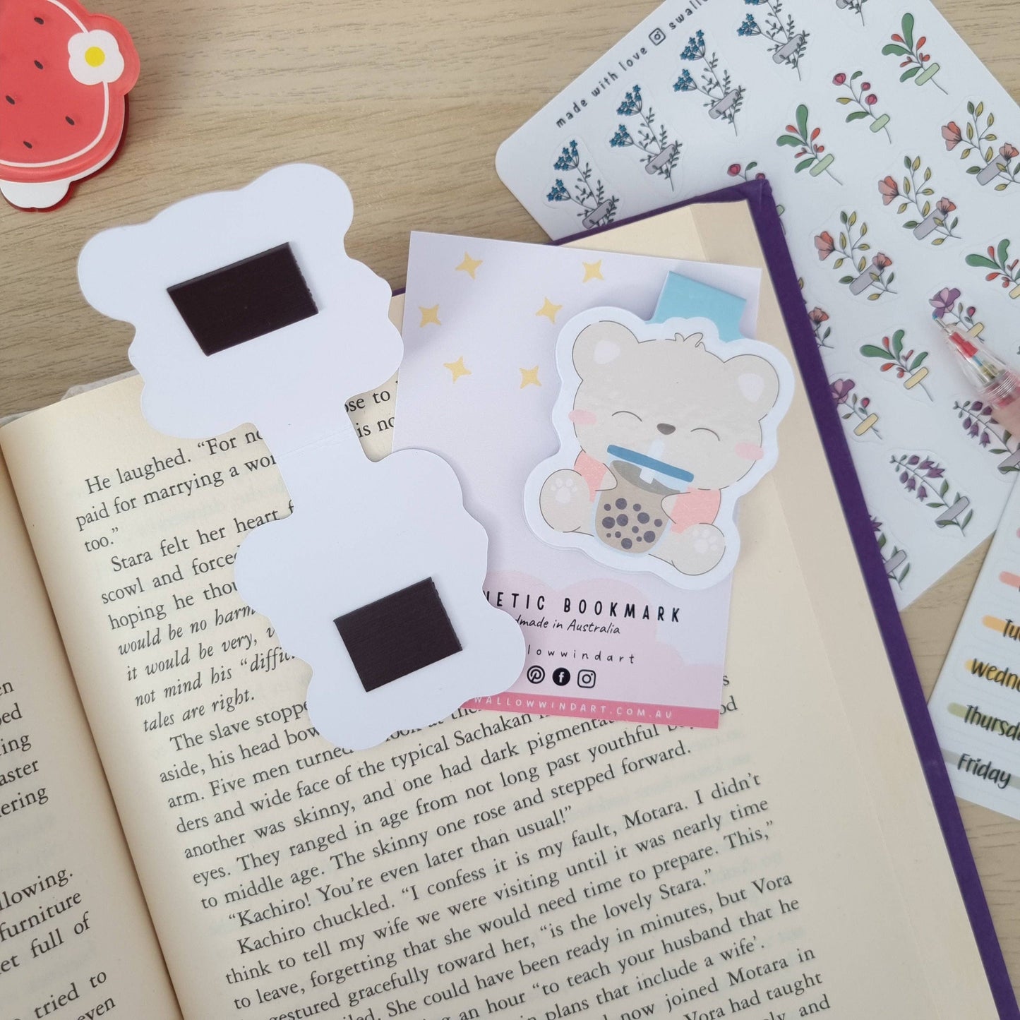 Magnetic Bookmark - Cute Boba Bear
