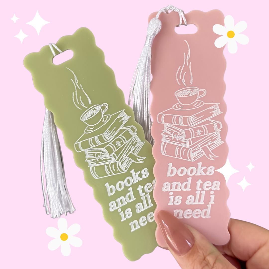 Books And Tea Book Mark (Quirky, Funky, Kawaii,Y2K) : Green