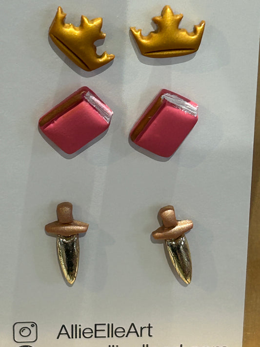 Allie Elle Art Earrings - 3 pack of studs