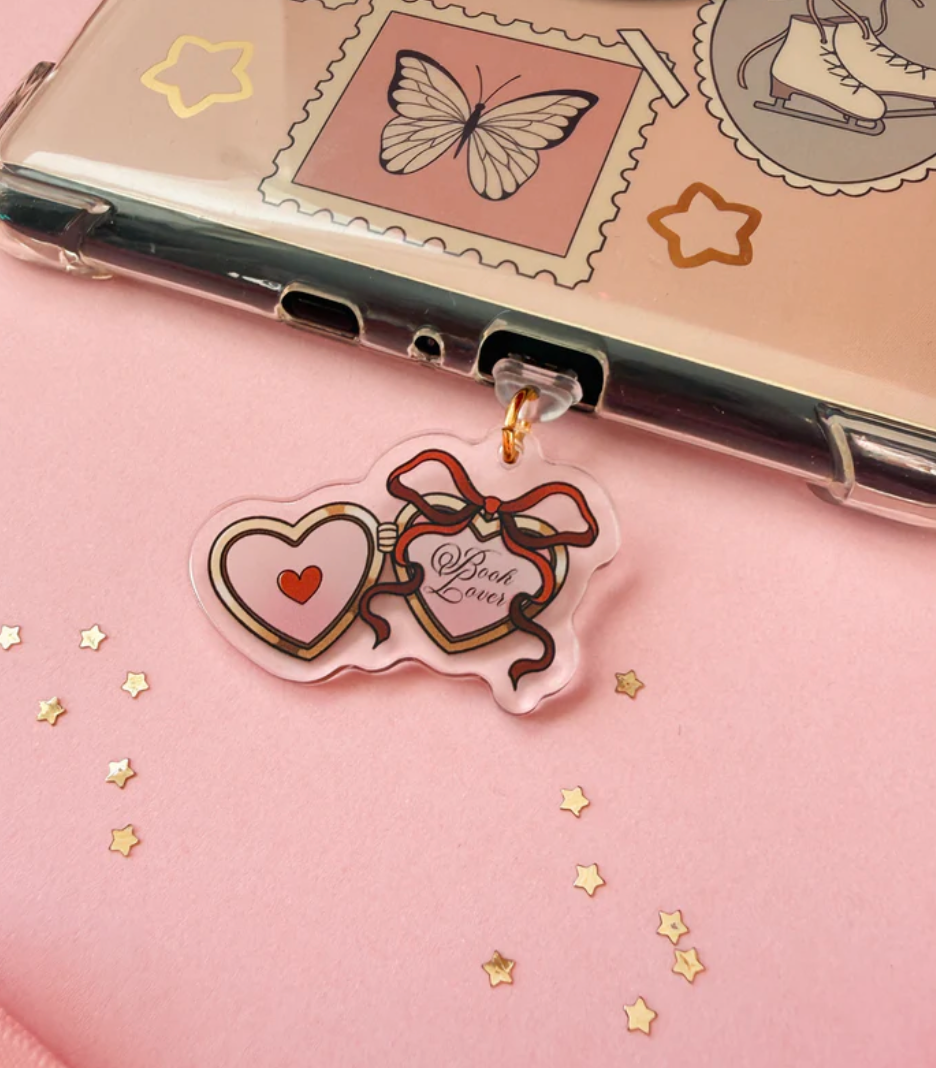 Book Lover Heart Locket E-Reader Kindle Phone Charm