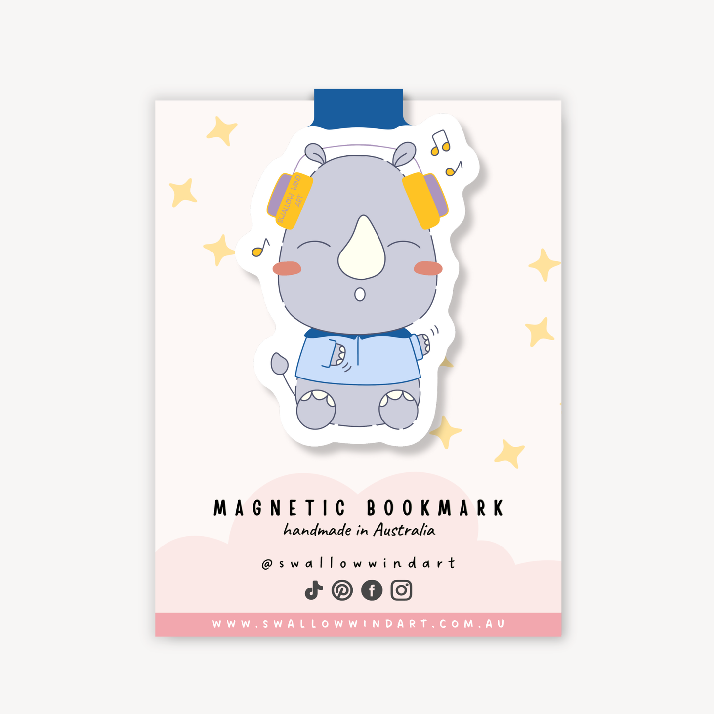 Magnetic Bookmark - Rock n Roll Rhino