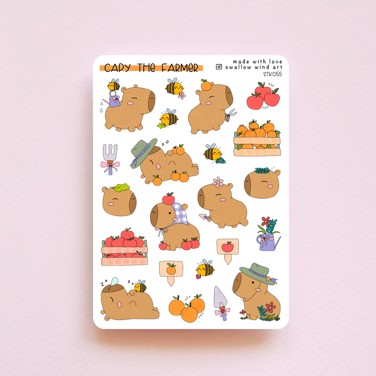 Sticker Sheet - Capy the Farmer