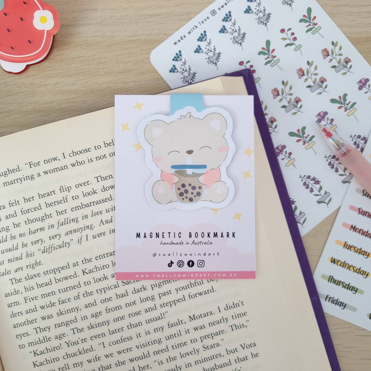 Magnetic Bookmark - Cute Boba Bear