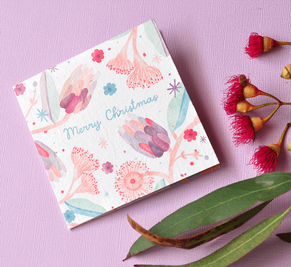 Aussie Native Pink Plantable Greeting Card