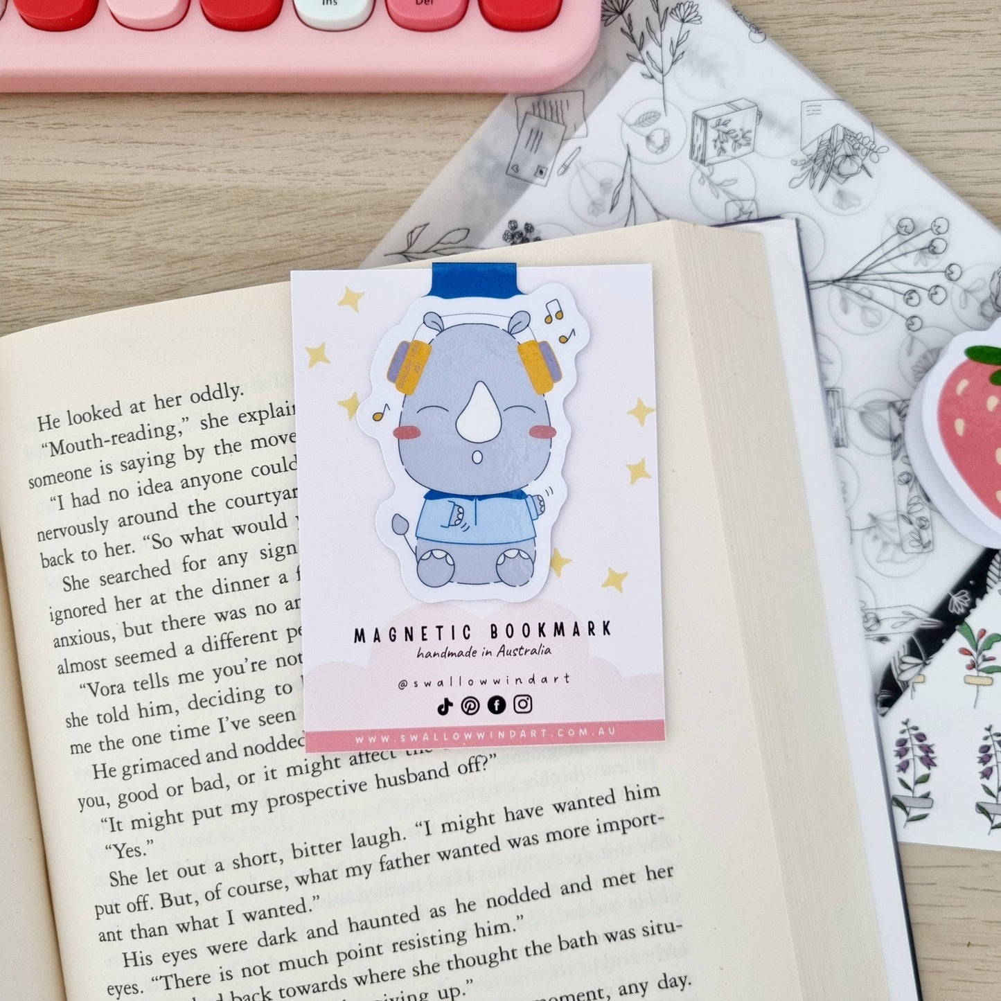 Magnetic Bookmark - Rock n Roll Rhino