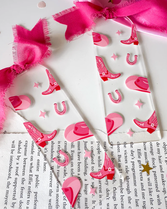 Fated Pages Acrylic Bookmark - Pink Cowgirl