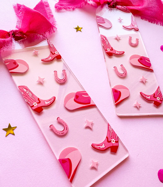 Fated Pages Acrylic Bookmark - Pink Cowgirl