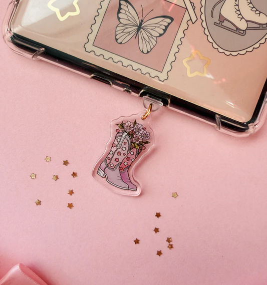 Cowgirl Boots E-Reader Kindle Phone Charm