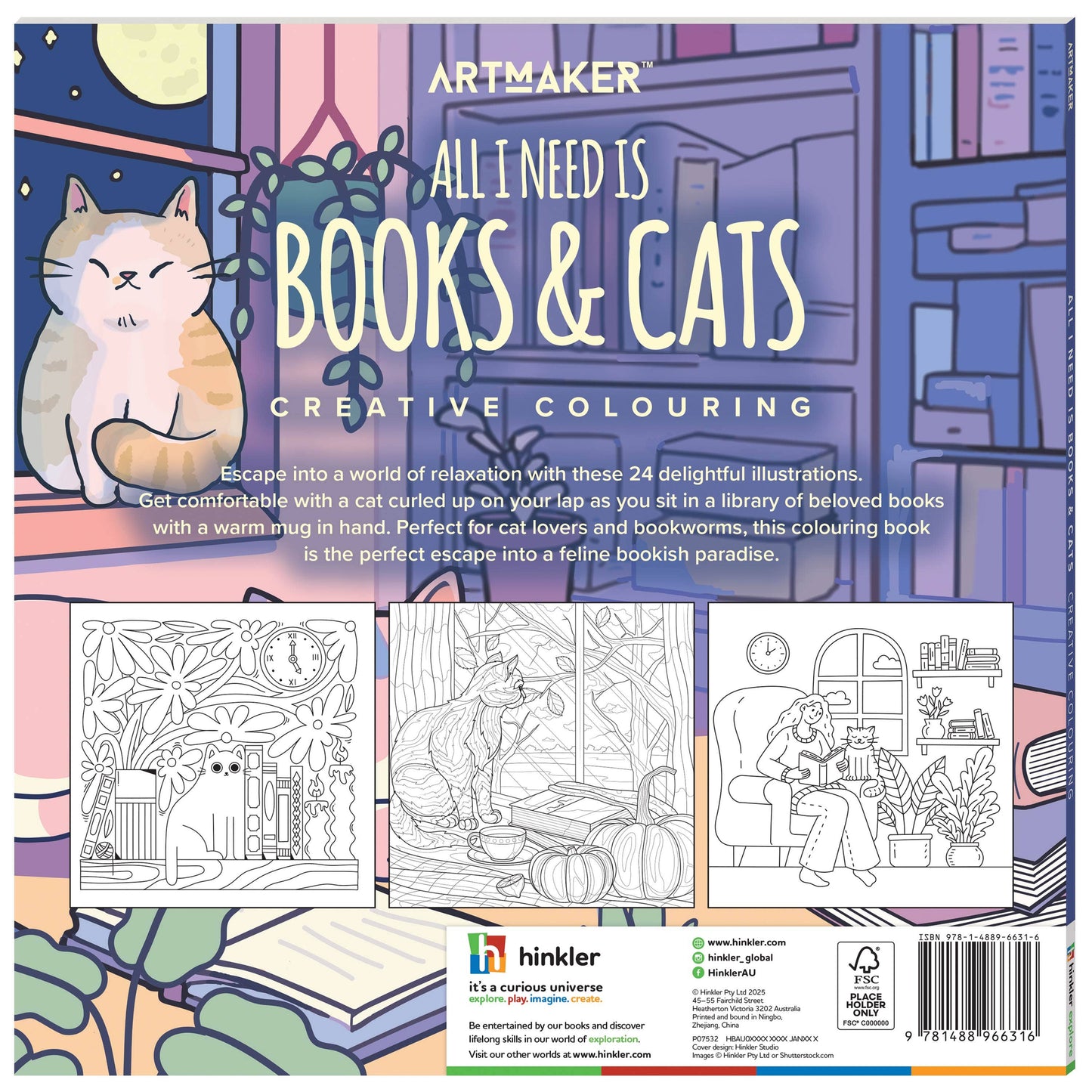 Art Maker Creative Colouring: All I Need is Books & Cats
